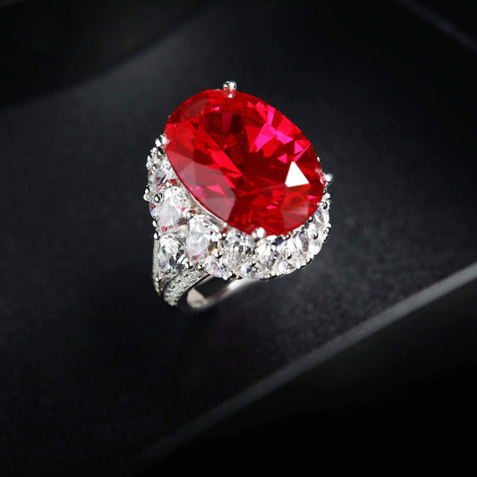 TDC™ High-End Red Artificial Gemstone Silver Ring