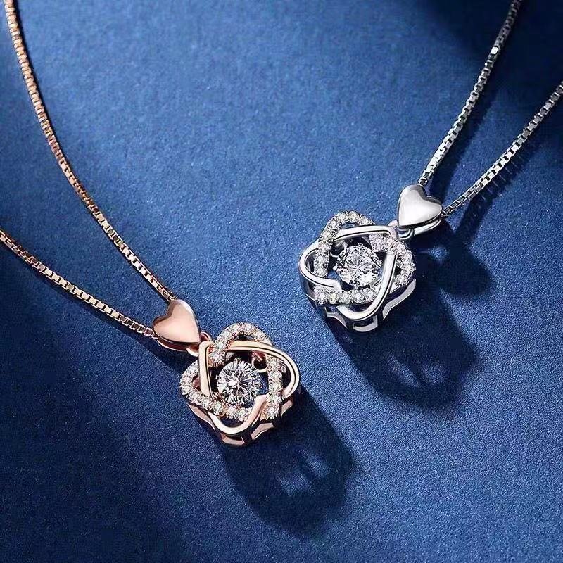 S925 Mother and Daughter Never Apart in Heart Knot Necklace