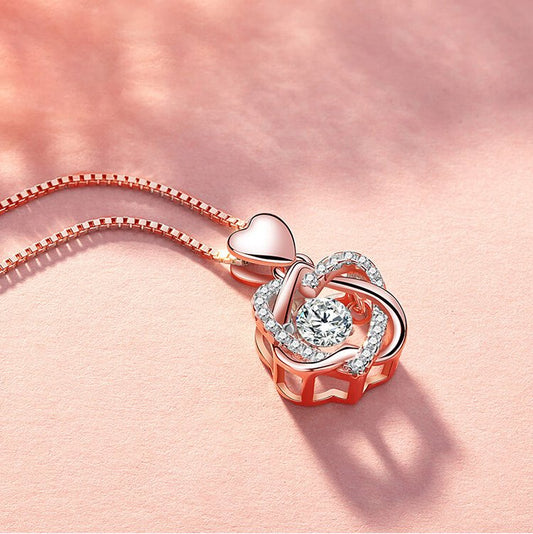 S925 Mother and Daughter Never Apart in Heart Knot Necklace