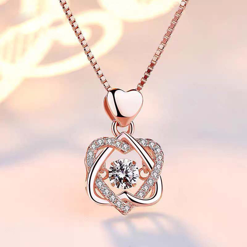 S925 Mother and Daughter Never Apart in Heart Knot Necklace