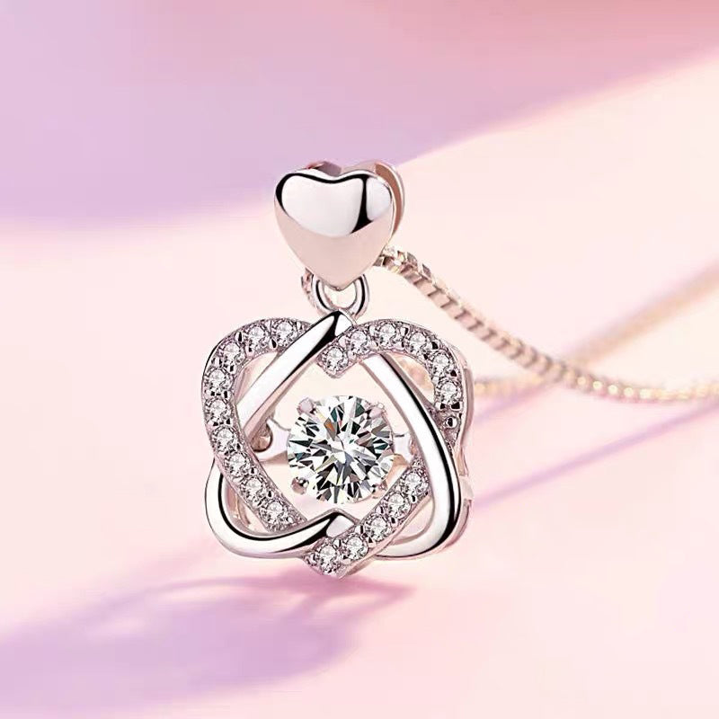 S925 Mother and Daughter Never Apart in Heart Knot Necklace