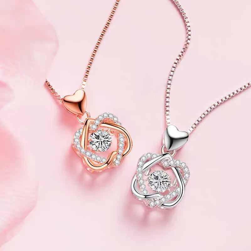 S925 Mother and Daughter Never Apart in Heart Knot Necklace